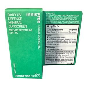 NIB! Innisfree Daily UV Defense Mineral Sunscreen SPF45 - Travel Size 0.33 oz.